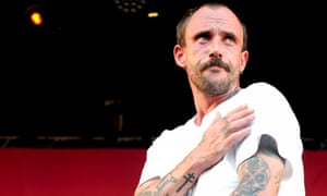 Joe Talbot performing with Idles at Glastonbury, 2019.