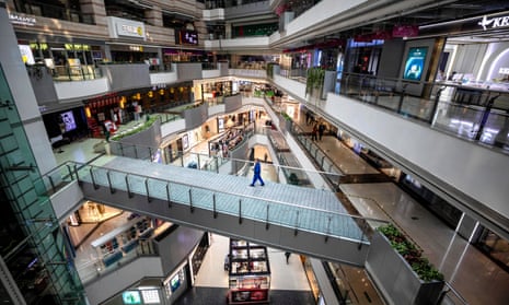A view of a near-empty shopping mall in Guangzhou, Guangdong province, China.