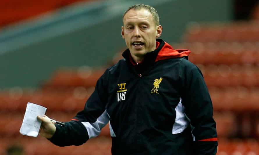 Steve Cooper during Liverpool's FA Youth Cup semi-final against Chelsea at Anfield in 2013.