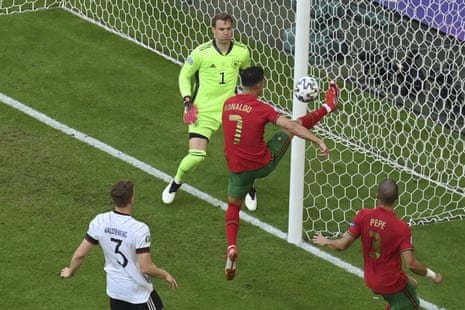 Portugal’s Cristiano Ronaldo keeps the ball in play.