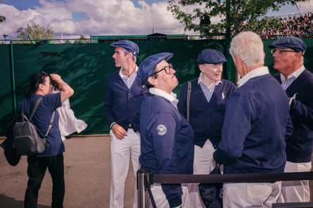 Wimbledon line judges have a chat