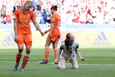 Rose Lavelle celebrates her goal for the US in last year’s World Cup final