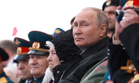 Russian President President Vladimir Putin attends a military parade on Victory Day in Red Square in Moscow on Monday.