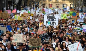 Protesters packed Spring Street in Melbourne for the climate strike.