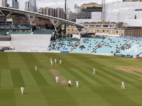 A view of play from the pavilion at the Oval