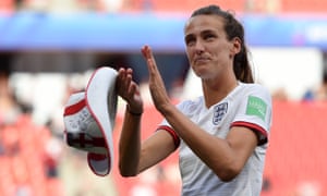 Jill Scott celebrates after England’s turbulent 3-0 victory over Cameroon in the last-16 of the World Cup.