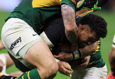 New Zealand's Ardie Savea scores their fourth try.