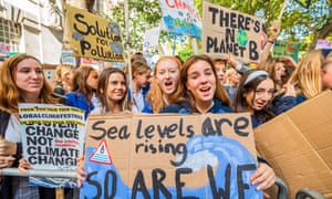 Protesters at last September’s general strike for climate justice in London, organised by Extinction Rebellion, Greenpeace, Save the Earth and other groups campaigning for the environment.