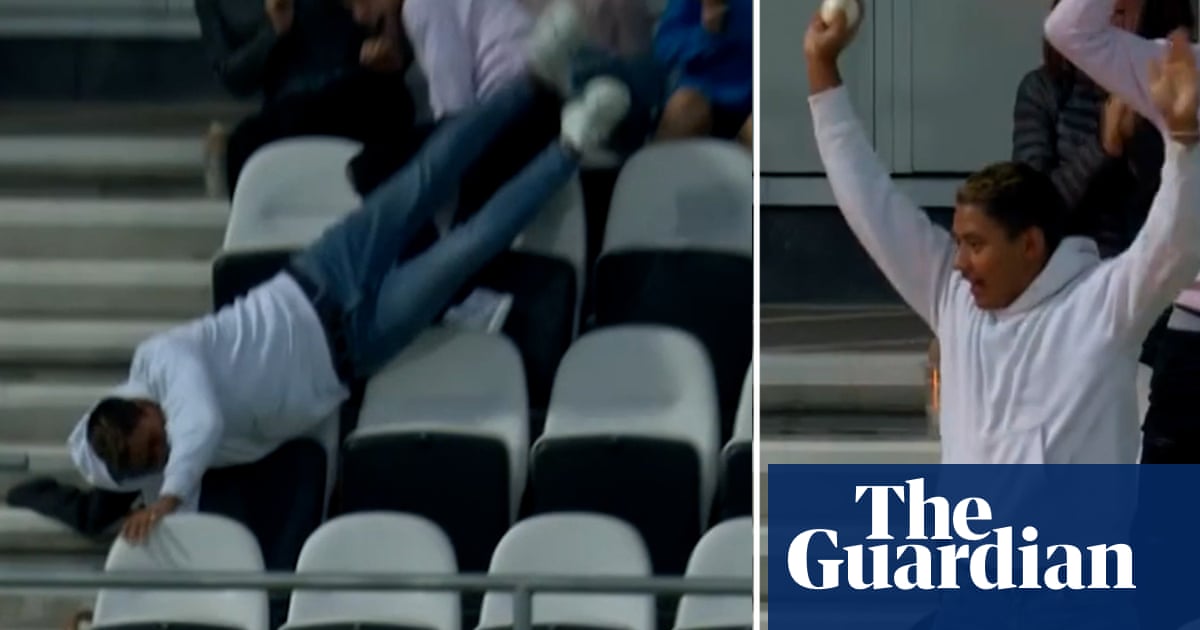 What a grab!: Fan takes spectacular diving catch at the Hundred – video