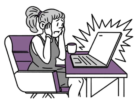 illustration of woman at computer