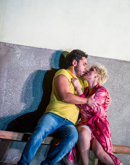 Dionysios Sourbis (Silvio) and Carmen Giannattasio (Nedda) in Pagliacci at the Royal Opera House.