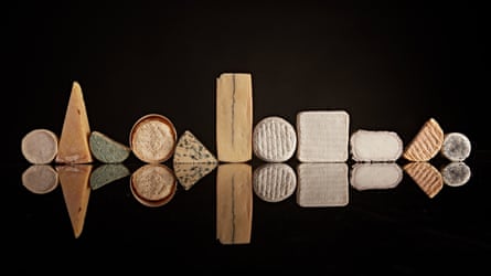 Variety of different-shaped cheeses from Pong.