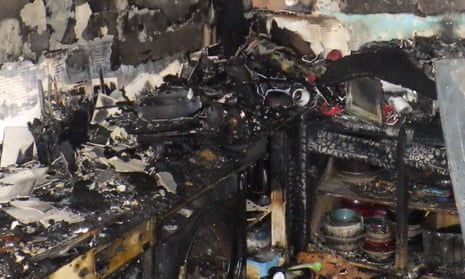 Fire damage to a flat in Shepherd’s Bush, London, caused by a faulty tumble dryer