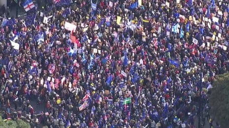 Aerial footage shows scale of march for second Brexit referendum in London – video