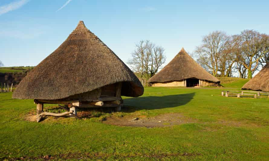 Replica roundhouses at Castell Henllys in Pembrokeshire
