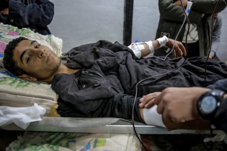 A man receives treatment at al-Shifa hospital in Gaza City, after he was injured in the early-morning incident on 29 February.