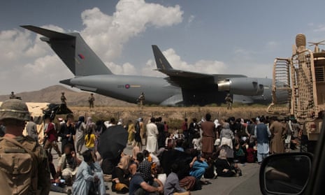 Members of the UK armed forces taking part in the evacuation of entitled personnel from Kabul airport in Afghanistan in 2021.