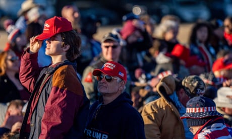Supporters wait for former US president Donald Trump to arrive at a rally in Conroe, Texas on Saturday.