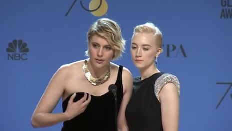 Greta Gerwig questioned about working with Woody Allen backstage at the Globes on Sunday  - video 