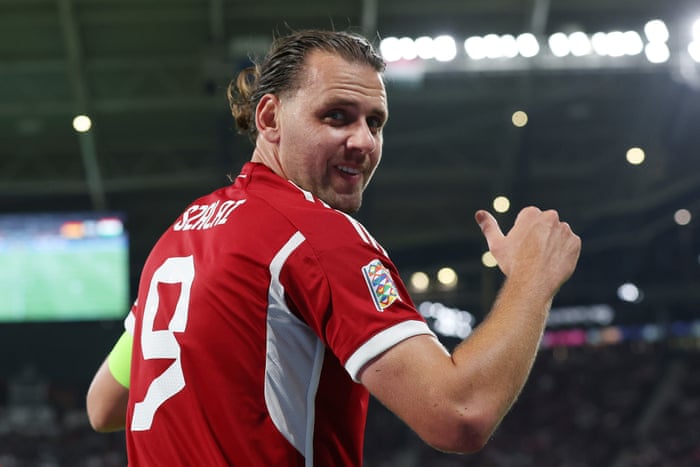 Adam Szalai puts Hungary ahead against Germany.
