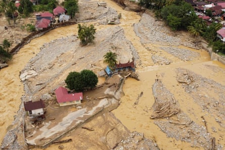 Houses cut off by flood waters