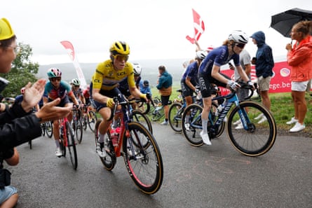 Demi Vollering in the yellow jersey during last year’s Tour de France.