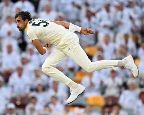 Mitchell Starc of Australia bowls during day three of the second Test Match against England.