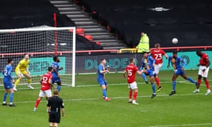 Famara Diedhiou (right) of Bristol City scores his team’s first goal.