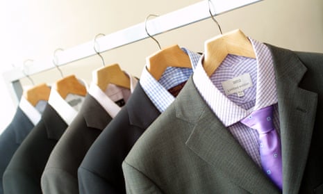 Business suits on a rack from Marks & Spencer