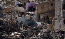 Palestinians in residential buildings in Rafah, February 2024. Photograph: Fatima Shbair/AP
