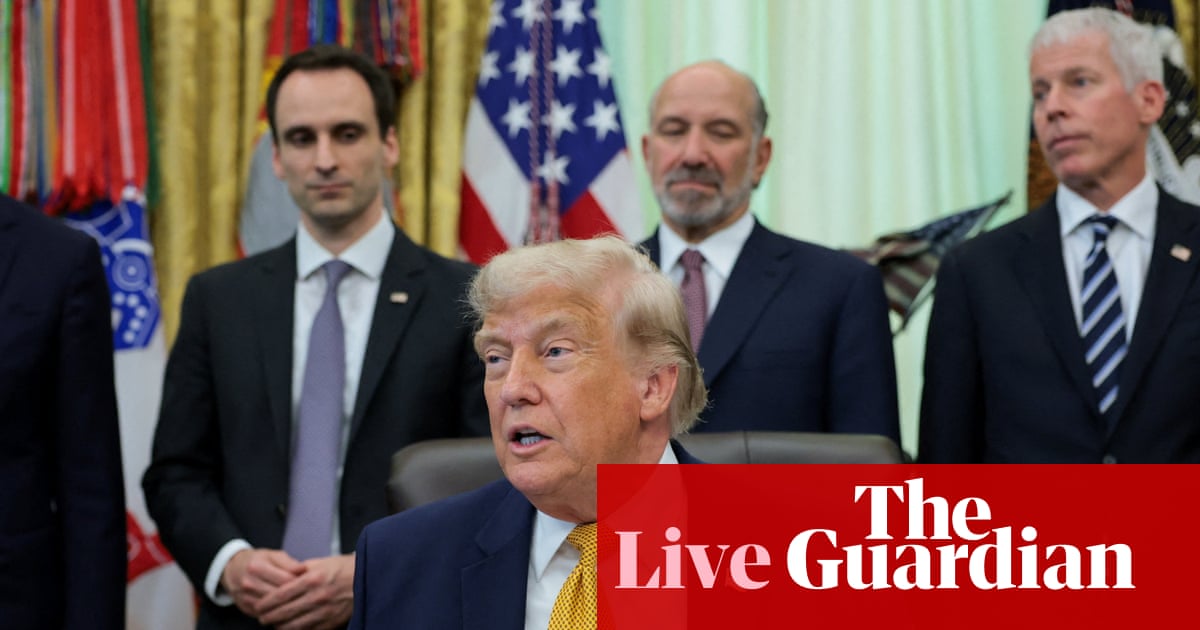 Trump says five people arrested as he again blames ‘vandals’ for reflecting pool damage without giving evidence – live