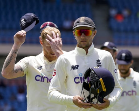 Joe Root, then-England men’s Test captain, leads his squad disconnected astatine Grenada aft losing nan 3rd Test, and pinch it nan series, against nan West Indies.