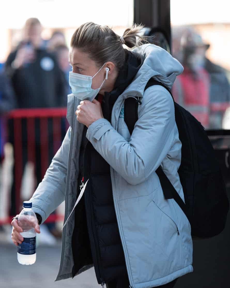 Manchester City captain Ellen White arrives ahead of the Vitality Women's FA Cup fifth round clash.
