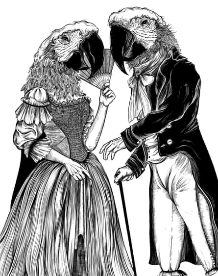 An illustration of two ‘human parrots’ from The Parrot, Haywood’s satirical magazine