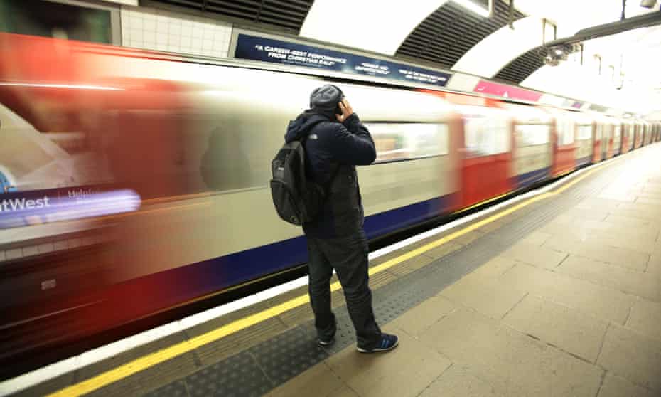 Commuter on tube platform