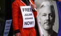 Supporters of Julian Assange protest in front of Westminster Magistrates Court