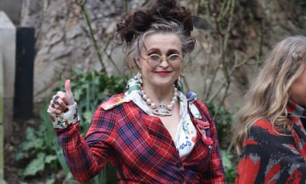 Helena Bonham Carter wore a red Westwood two-piece