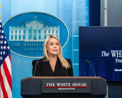 White House press secretary Karoline Leavitt address reporters on Monday.