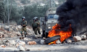 Israeli soldiers during clashes with Palestinians