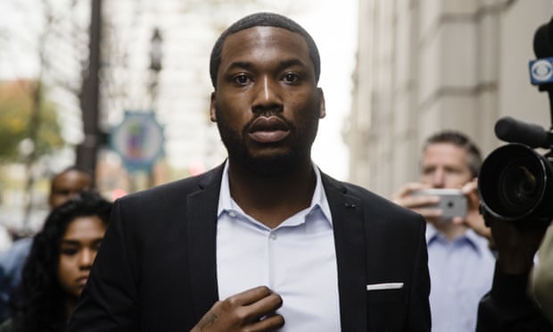 Meek Mill arrives at the criminal justice centre in Philadelphia on Monday.