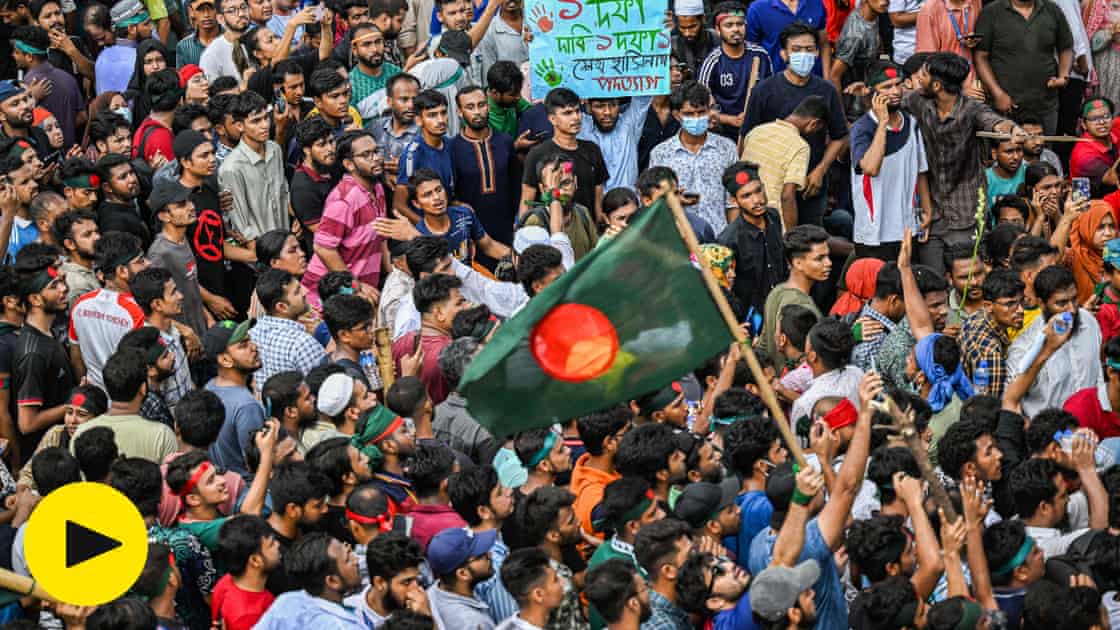 Bangladesh: protesters celebrate after PM's resignation – video report