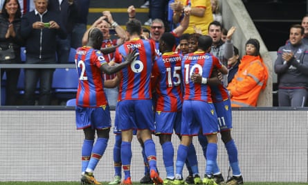 Crystal Palace celebrate their first league goal of the 2017-18 season.