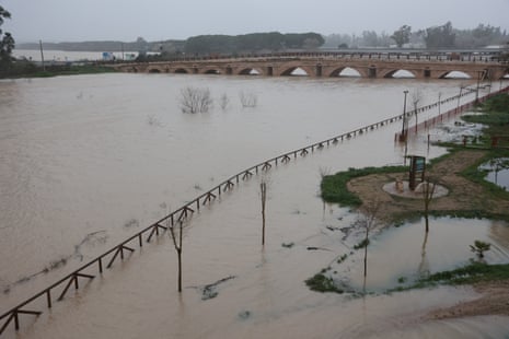 Burst banks at Guadalete River in southern Spain