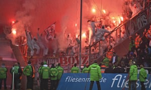 Rhine Derby Ends In Chaos As Ghosts Of Seasons Past Return To Haunt Koln Football The Guardian