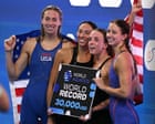 US women set world record in relay at swim worlds, while Summer McIntosh wins fourth gold