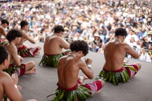 Dilworth School performs on the Samoan stage. As the Polyfest competition grew, it moved to the Manukau Sports Bowl, which allowed space for more stages, bigger crowds and hundreds of food stalls from a diverse range of cultures.