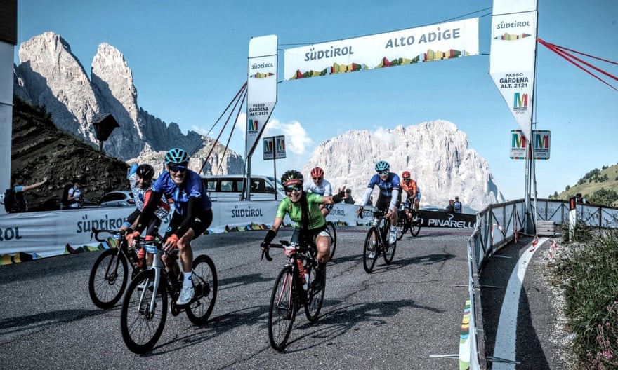 Peak practice: riders at Passo Gardena, one if the most picturesque of the summits