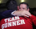 The Northern Territory’s new chief minister, Labor’s Michael Gunner, greets party faithful at his victory party in Darwin