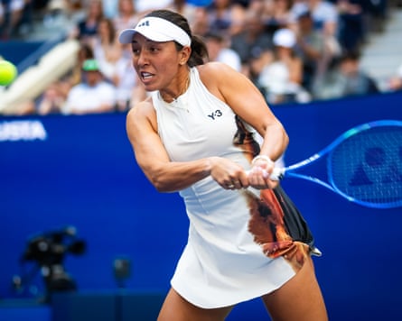 Jessica Pegula hits a backhand.