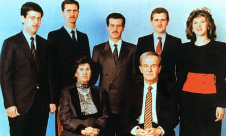 President Hafez al-Assad and his wife, Anisseh, in a family photo with his children (left to right) Maher, Bashar, Bassel.